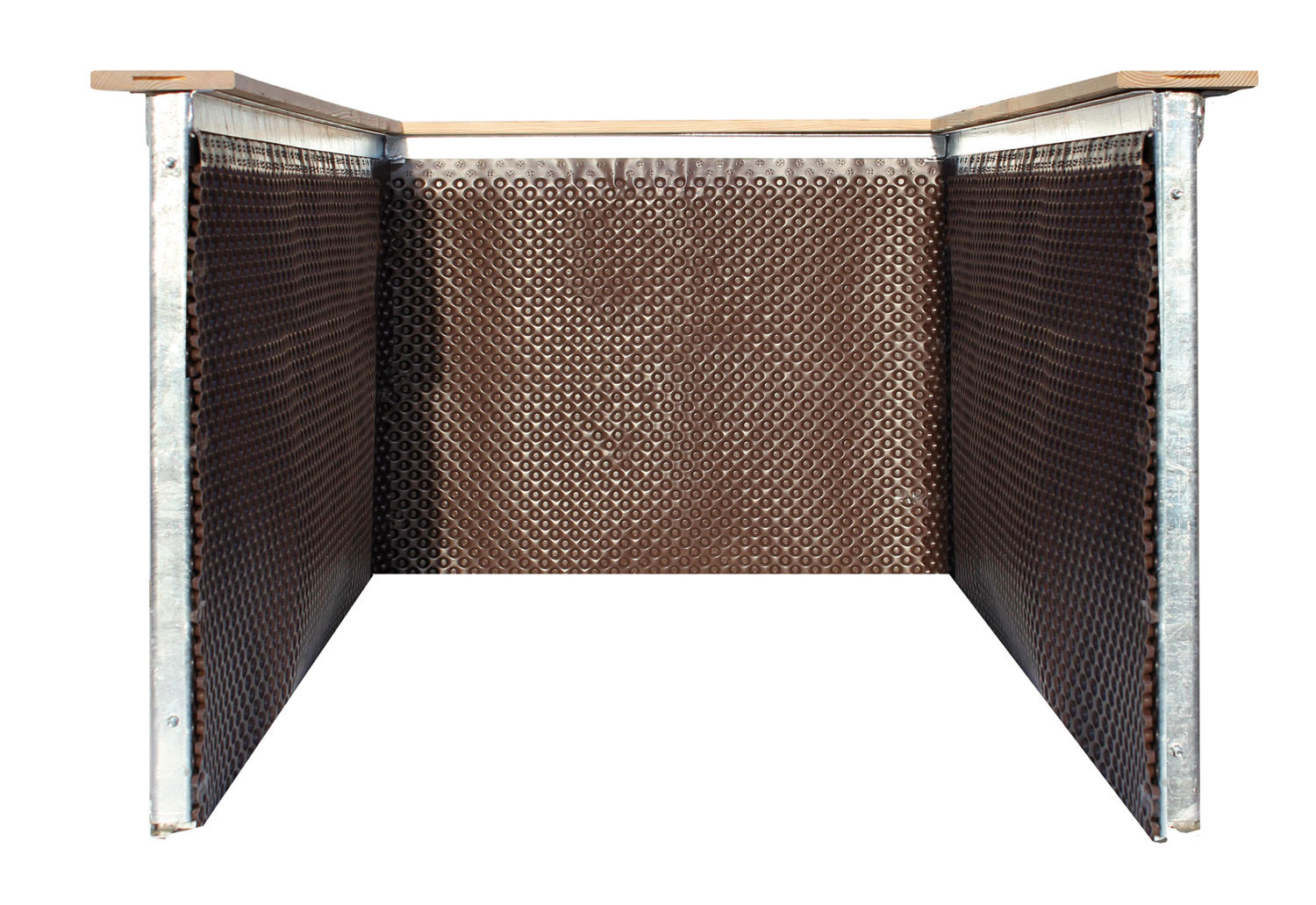 Hochbeet Bausatz innen bereits mit Noppenbahn belegt